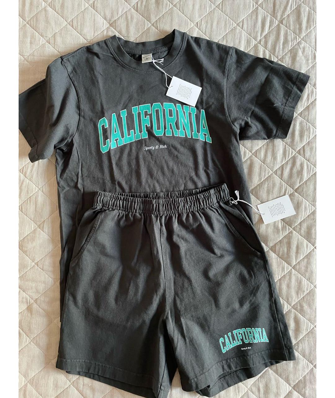 SPORTY AND RICH Антрацитовый хлопковый спортивные костюмы, фото 9