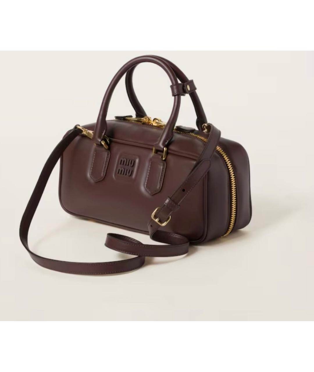 MIU MIU Коричневая кожаная сумка с короткими ручками, фото 5