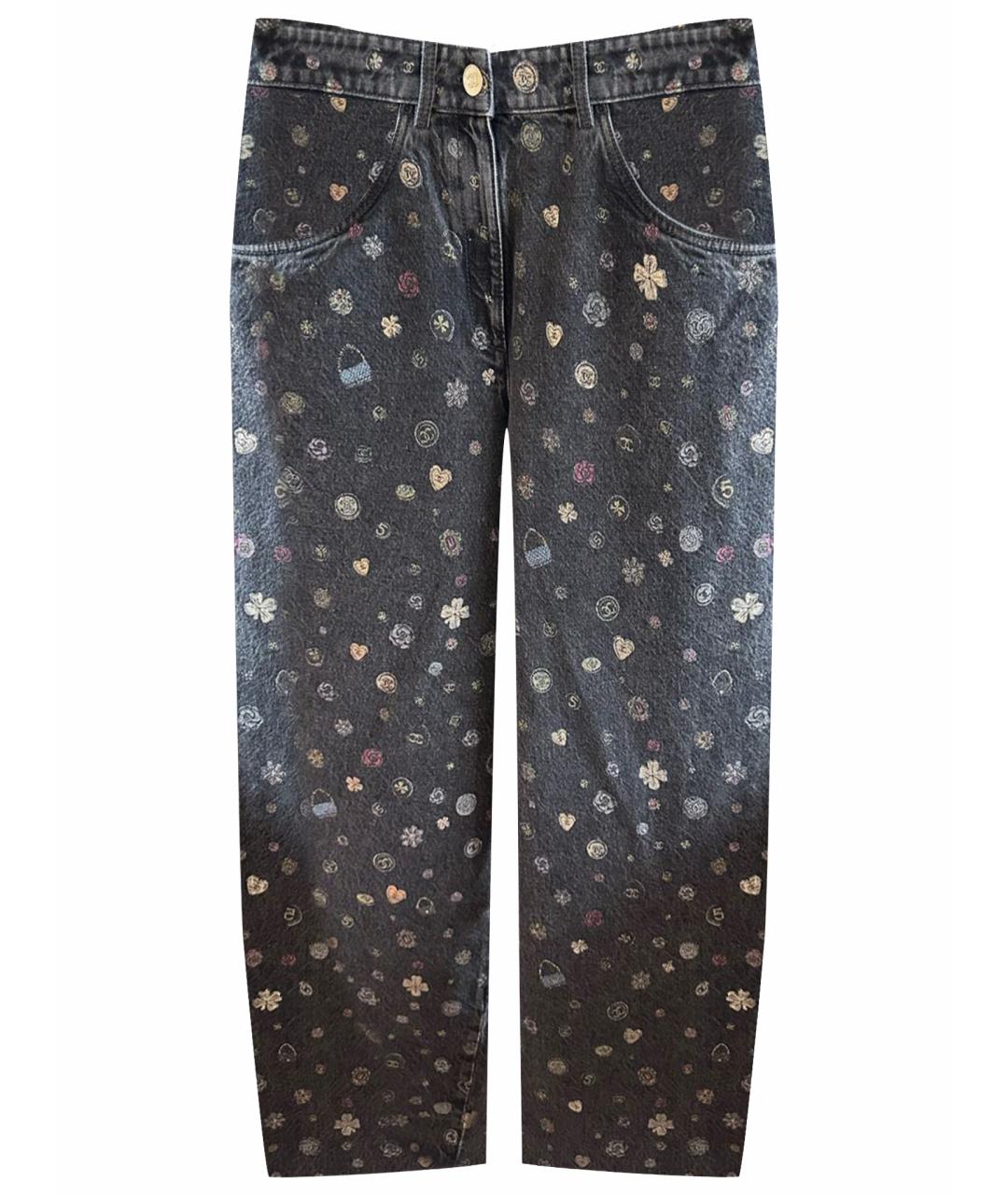 CHANEL Черные хлопковые прямые джинсы, фото 1