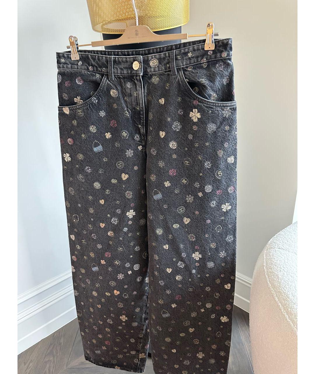 CHANEL Черные хлопковые прямые джинсы, фото 6