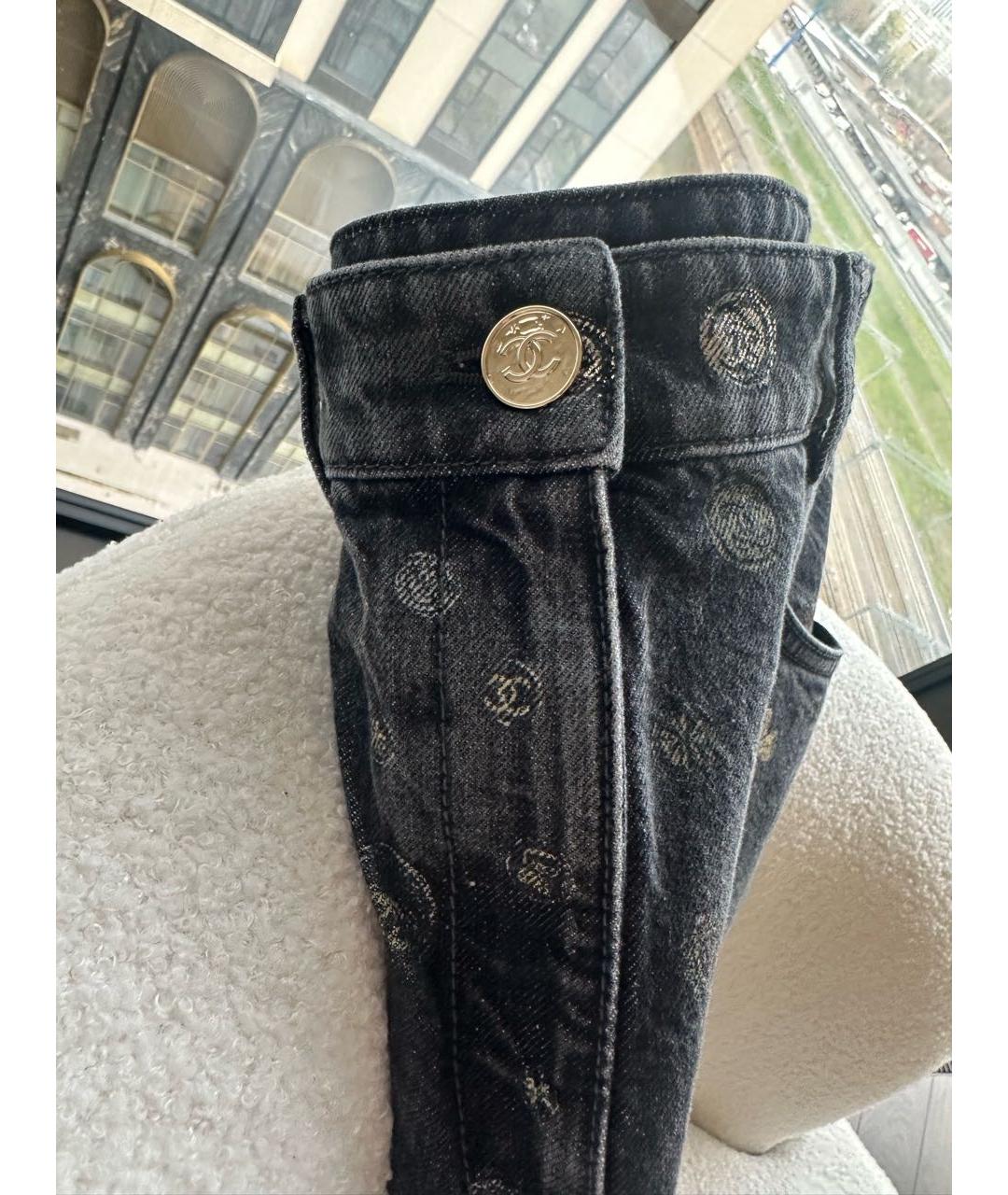 CHANEL Черные хлопковые прямые джинсы, фото 3