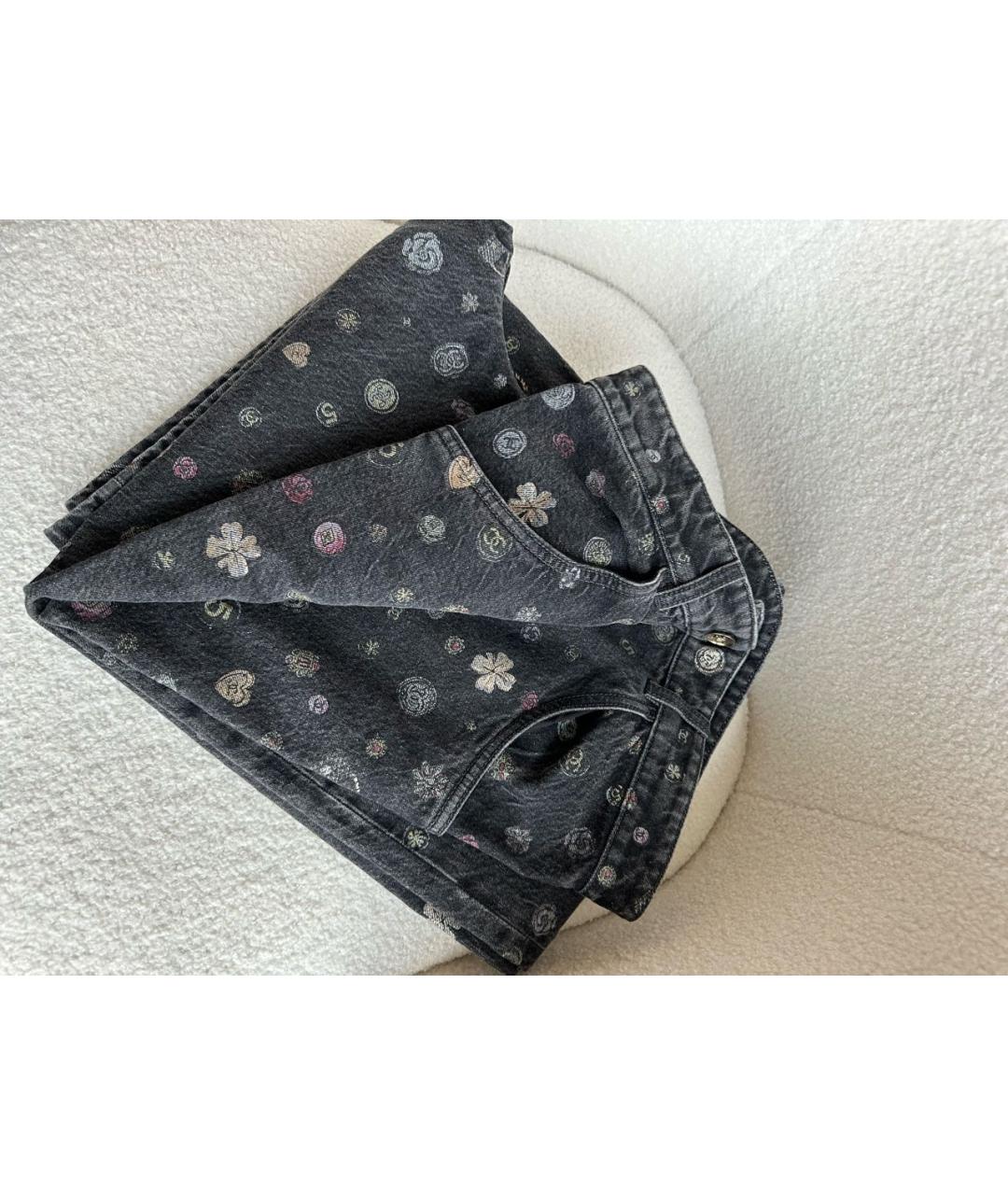 CHANEL Черные хлопковые прямые джинсы, фото 4