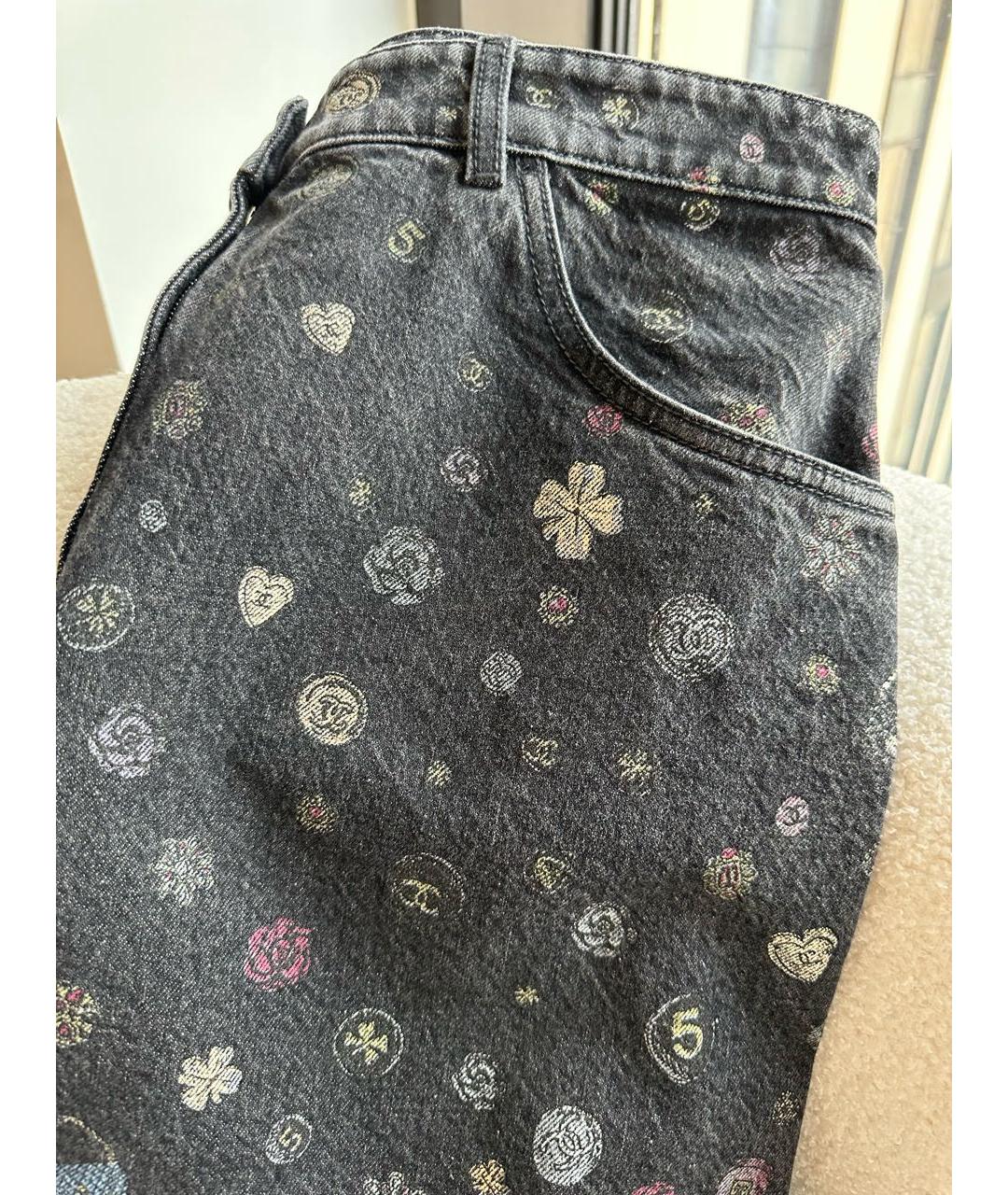 CHANEL Черные хлопковые прямые джинсы, фото 5