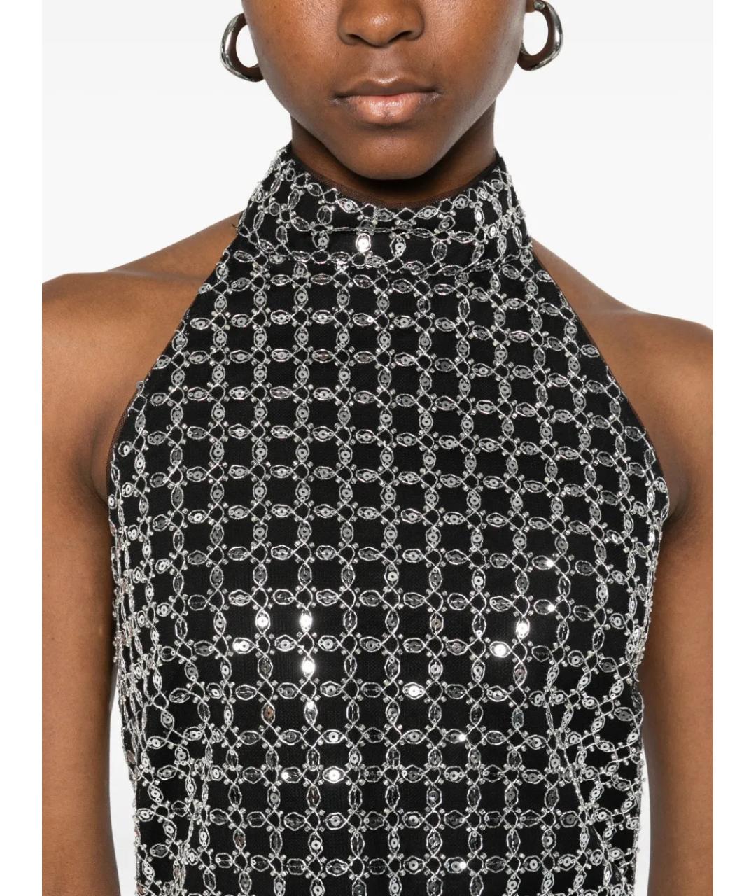 ROTATE Черное полиэстеровое платье, фото 4