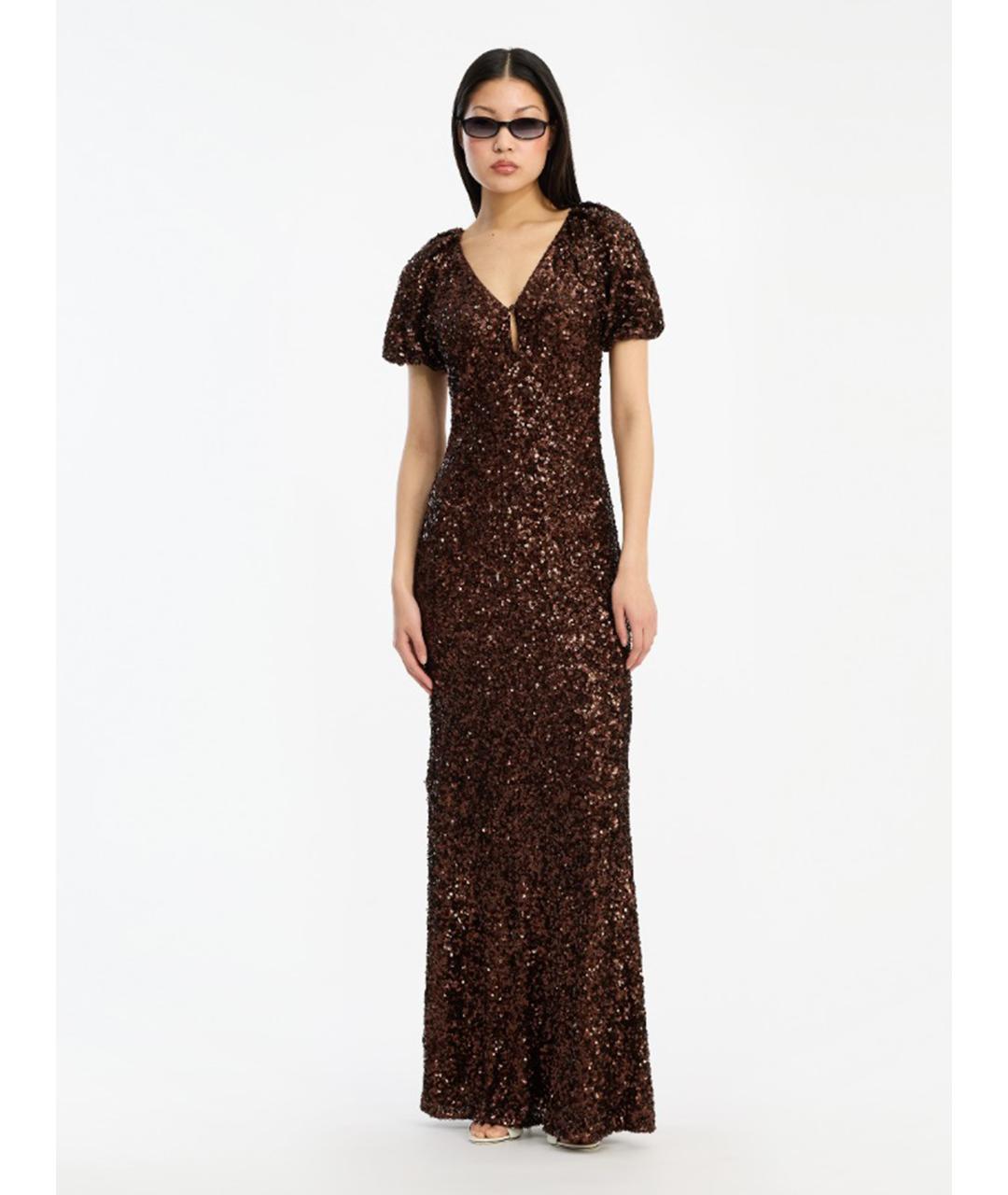 ROTATE Коричневое полиэстеровое платье, фото 2