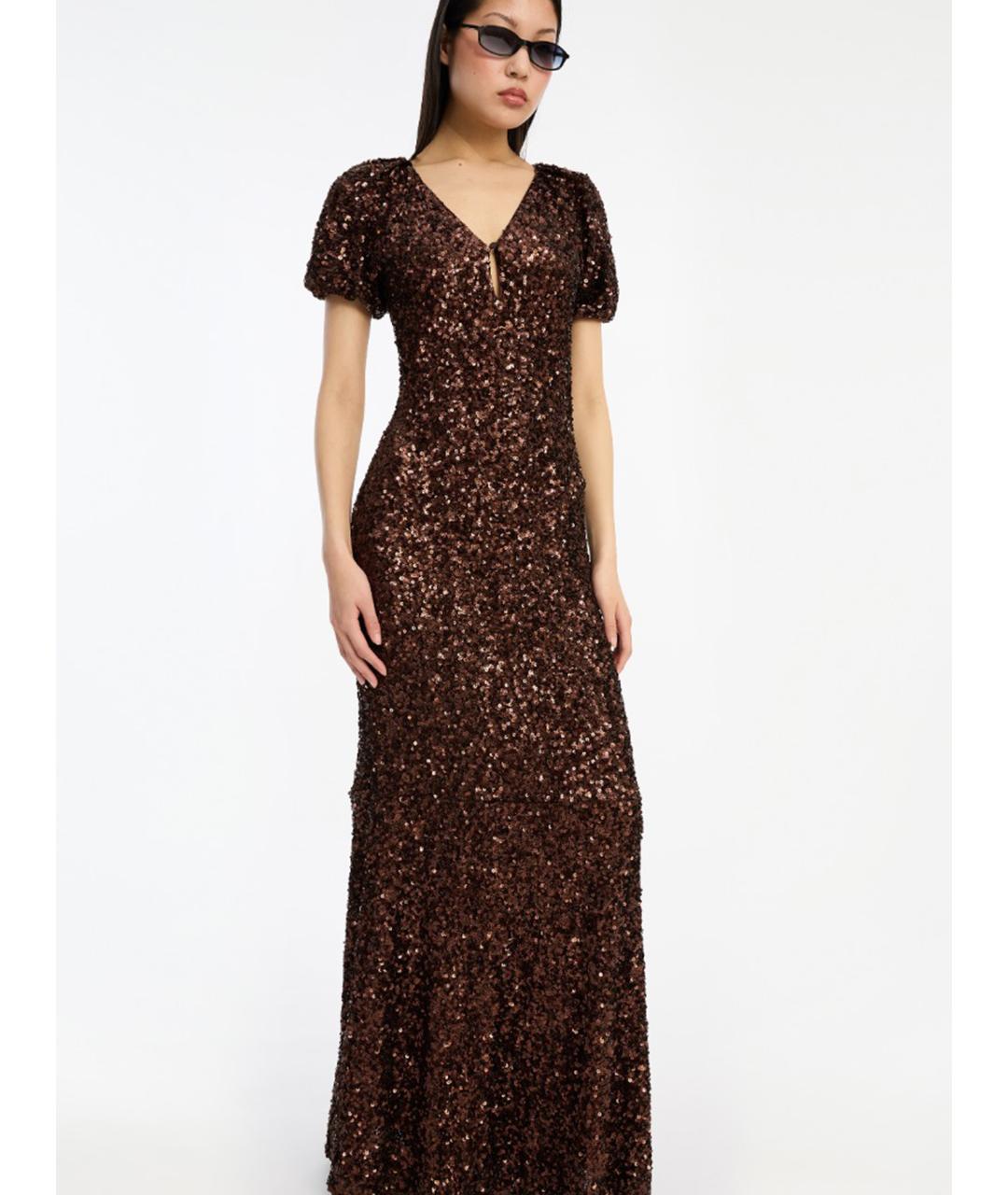 ROTATE Коричневое полиэстеровое платье, фото 4