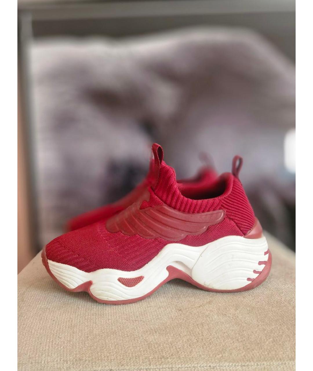 EMPORIO ARMANI Бордовые неопреновые кроссовки, фото 5