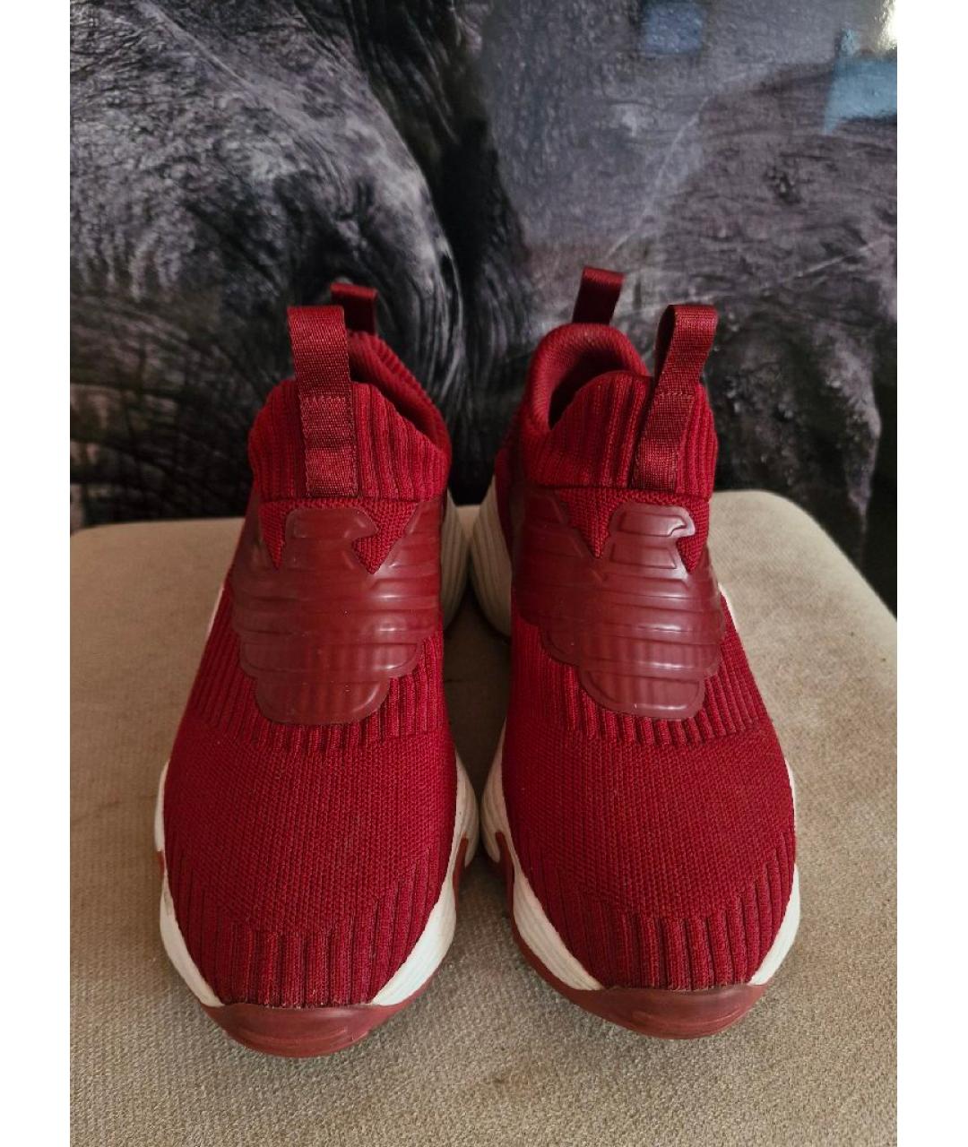 EMPORIO ARMANI Бордовые неопреновые кроссовки, фото 2