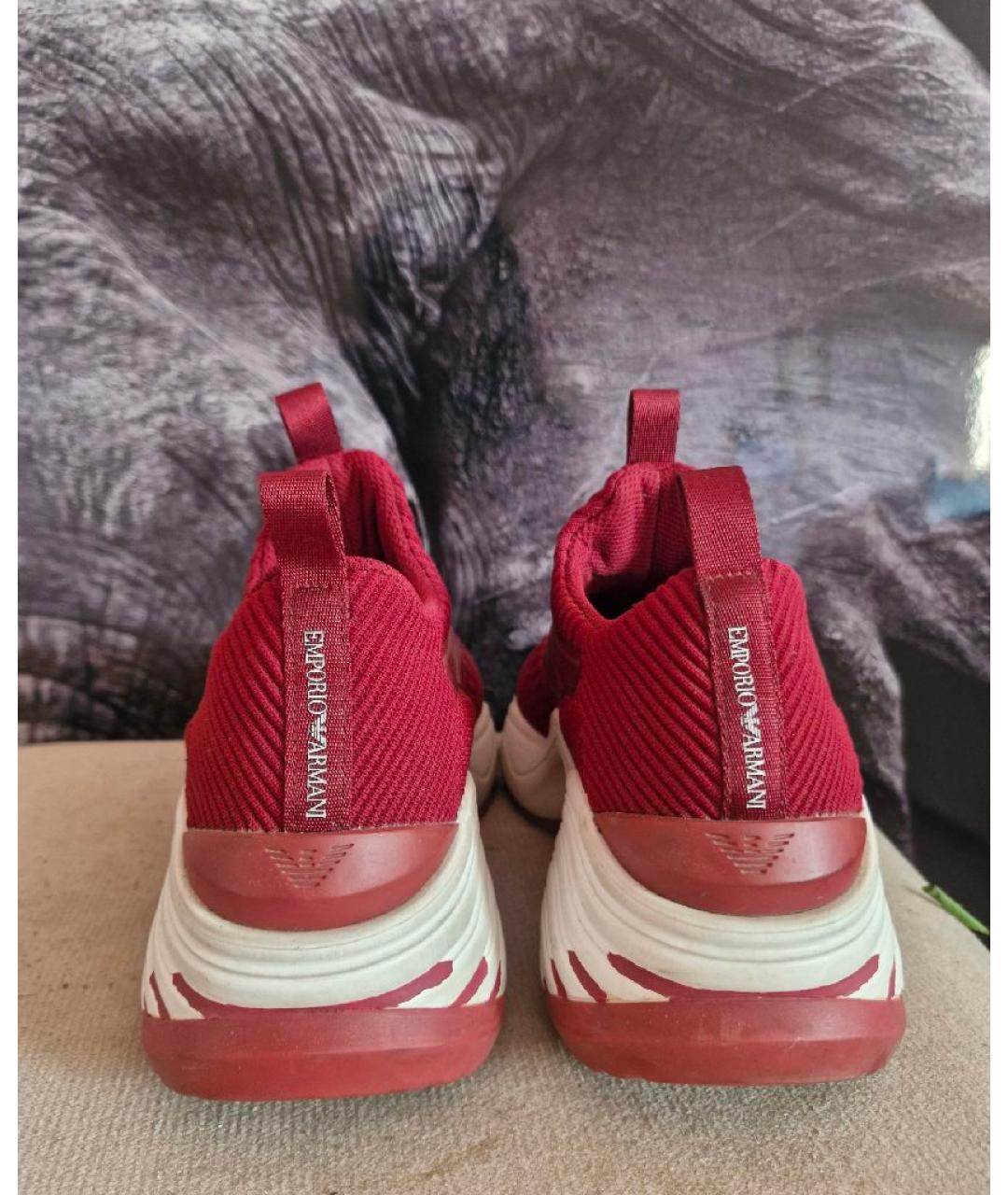 EMPORIO ARMANI Бордовые неопреновые кроссовки, фото 4
