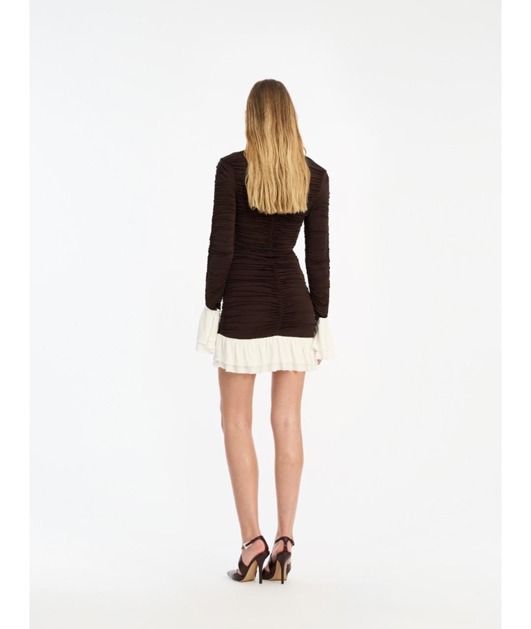 ROTATE Коричневое вискозное коктейльное платье, фото 3