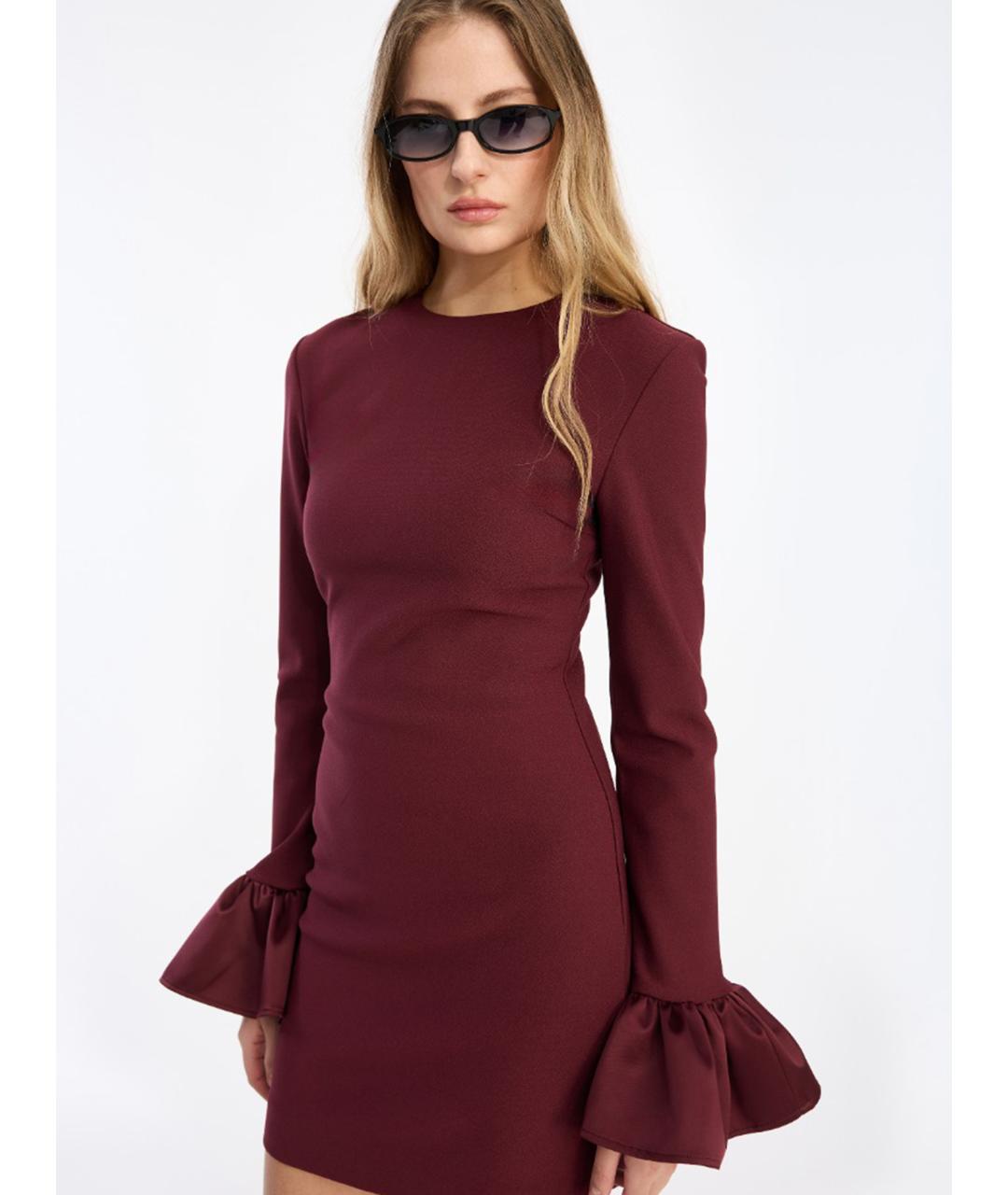 ROTATE Бордовое полиэстеровое коктейльное платье, фото 2