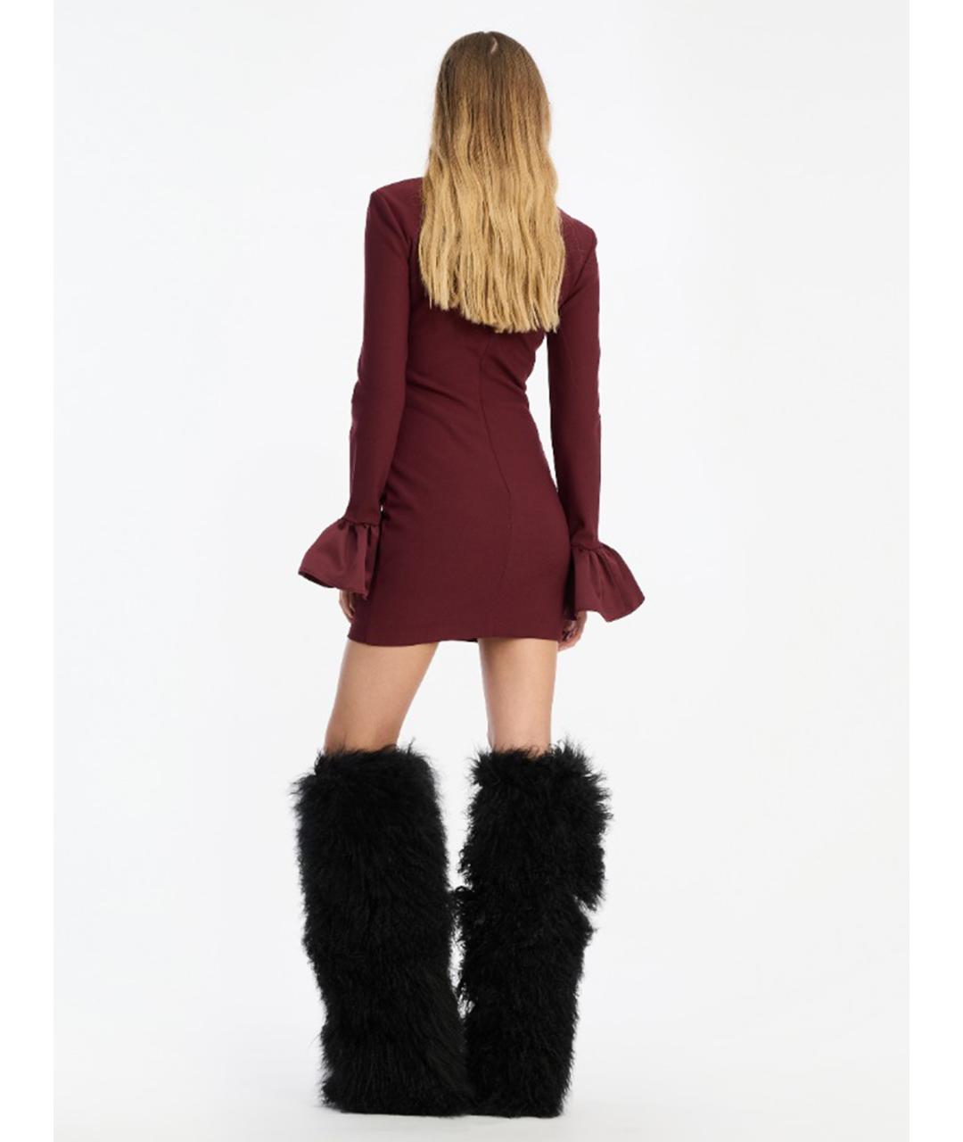 ROTATE Бордовое полиэстеровое коктейльное платье, фото 4