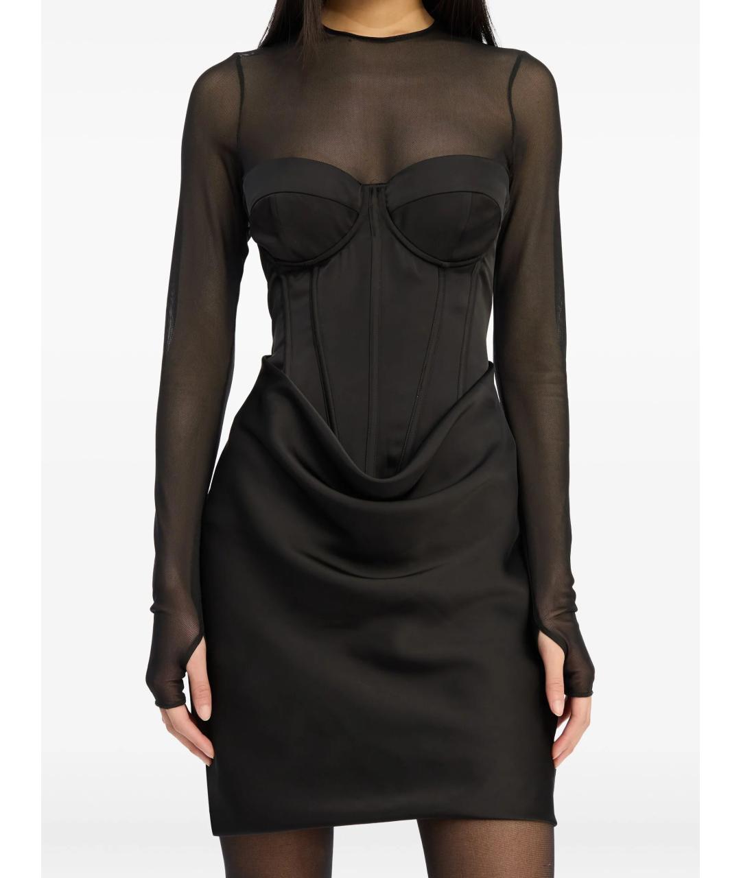 ROTATE Черное полиэстеровое вечернее платье, фото 4