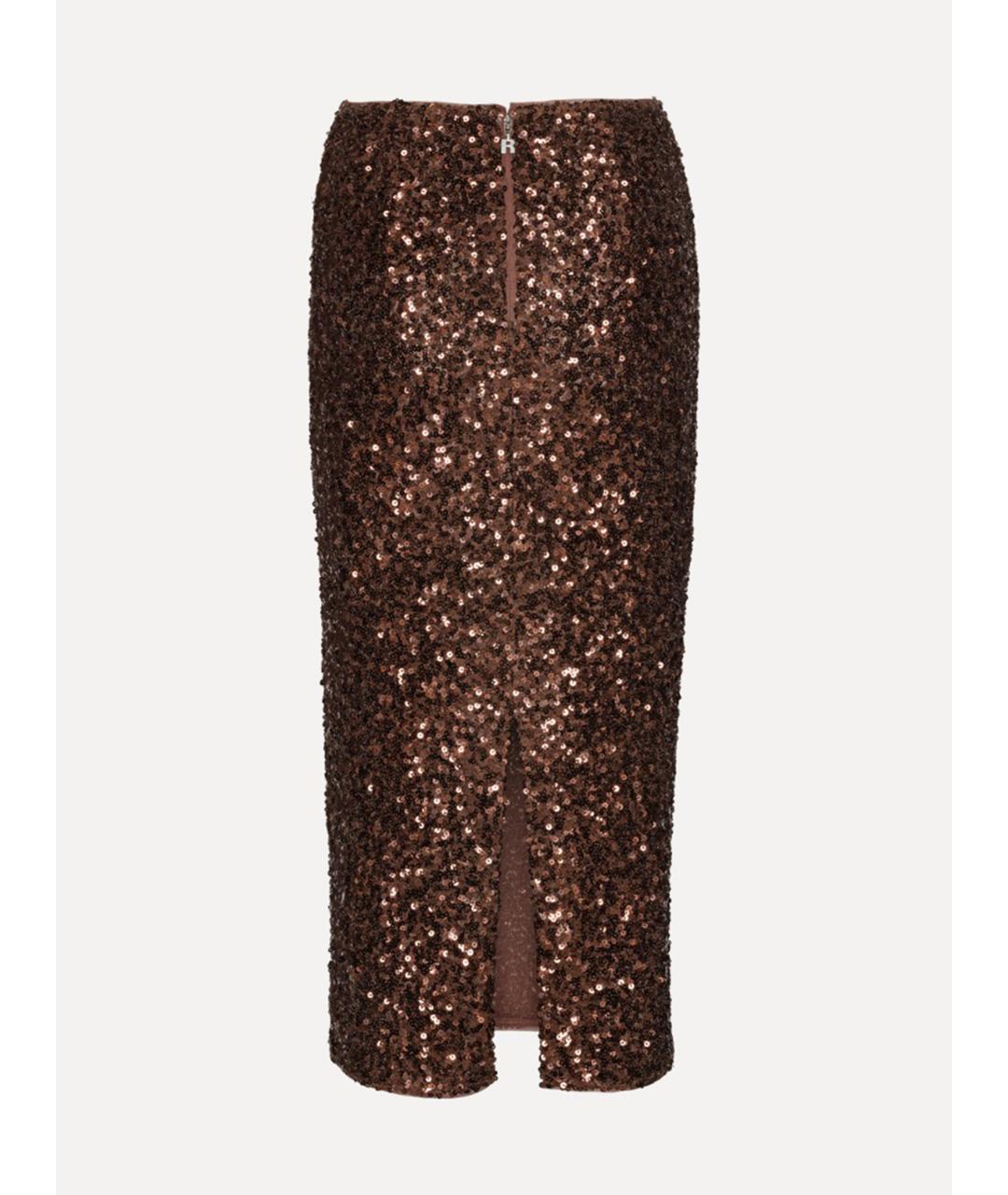 ROTATE Коричневая полиэстеровая юбка миди, фото 5