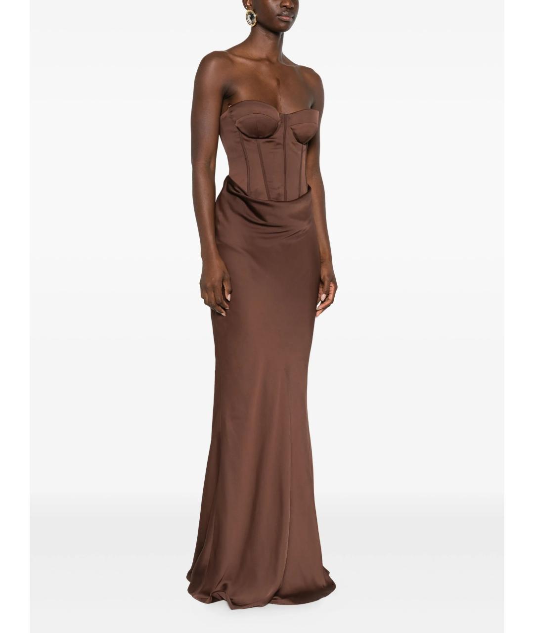 ROTATE Коричневое полиэстеровое вечернее платье, фото 3