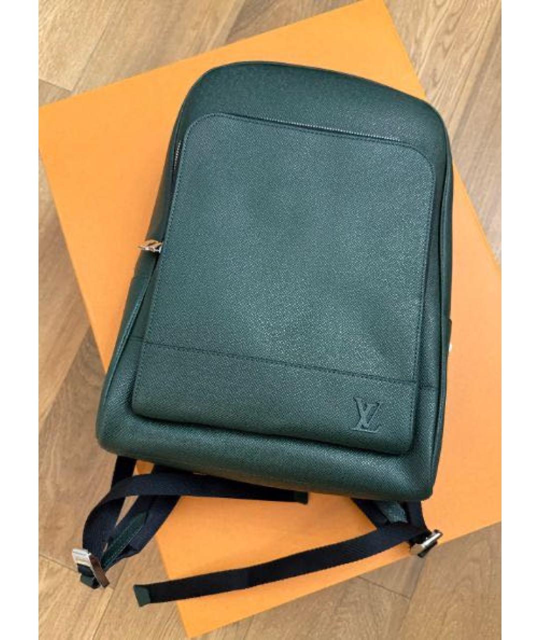 LOUIS VUITTON Зеленый кожаный рюкзак, фото 7