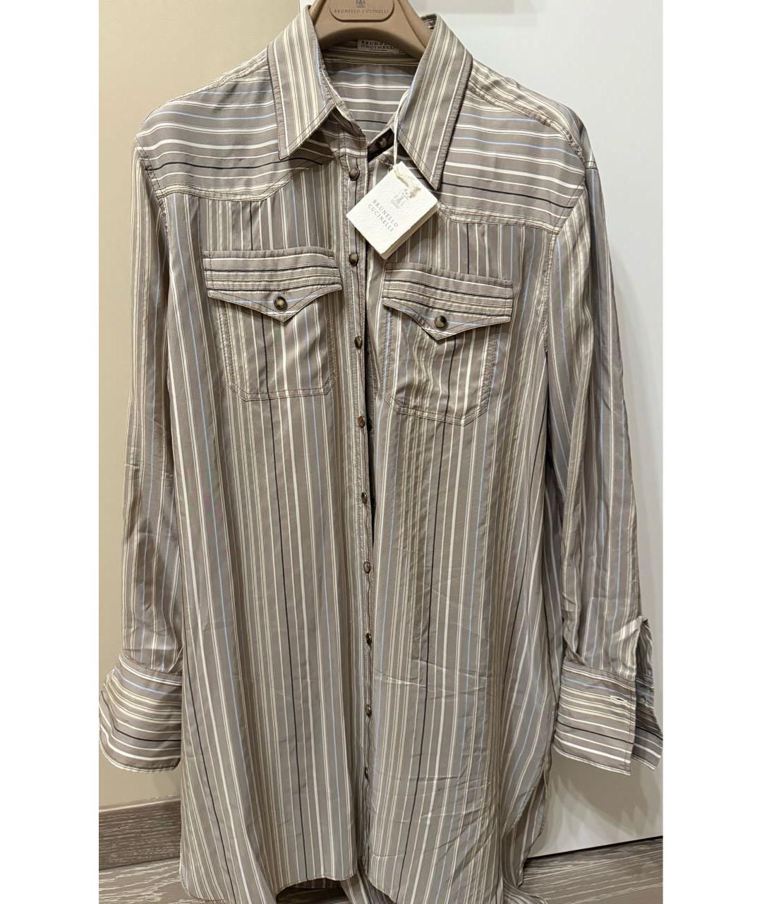 BRUNELLO CUCINELLI Серая шелковая рубашка, фото 6