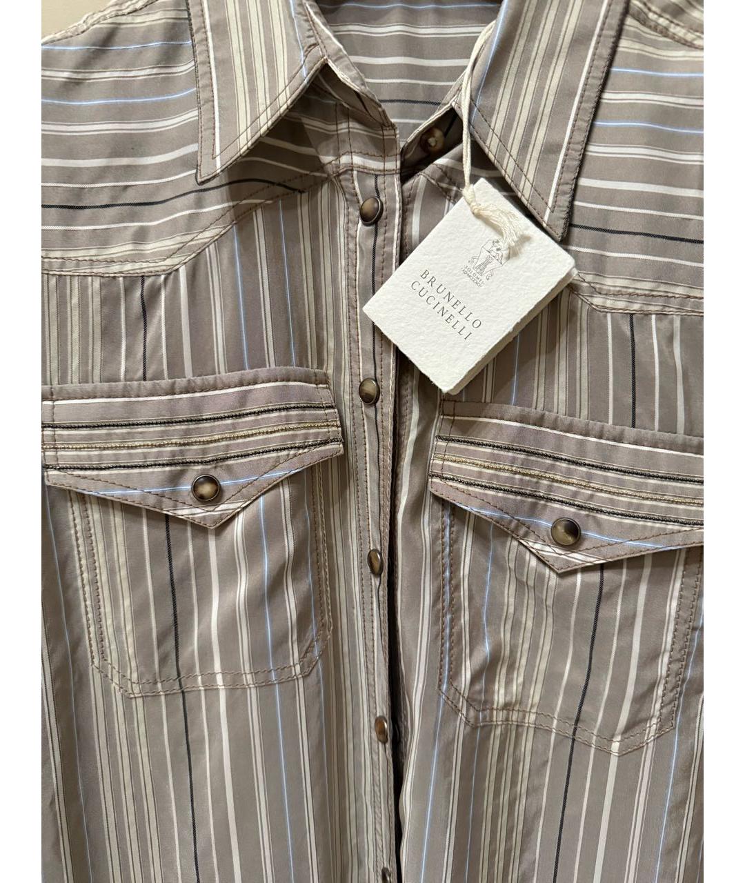 BRUNELLO CUCINELLI Серая шелковая рубашка, фото 4