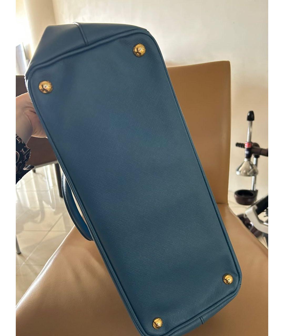 PRADA Голубая кожаная сумка тоут, фото 5