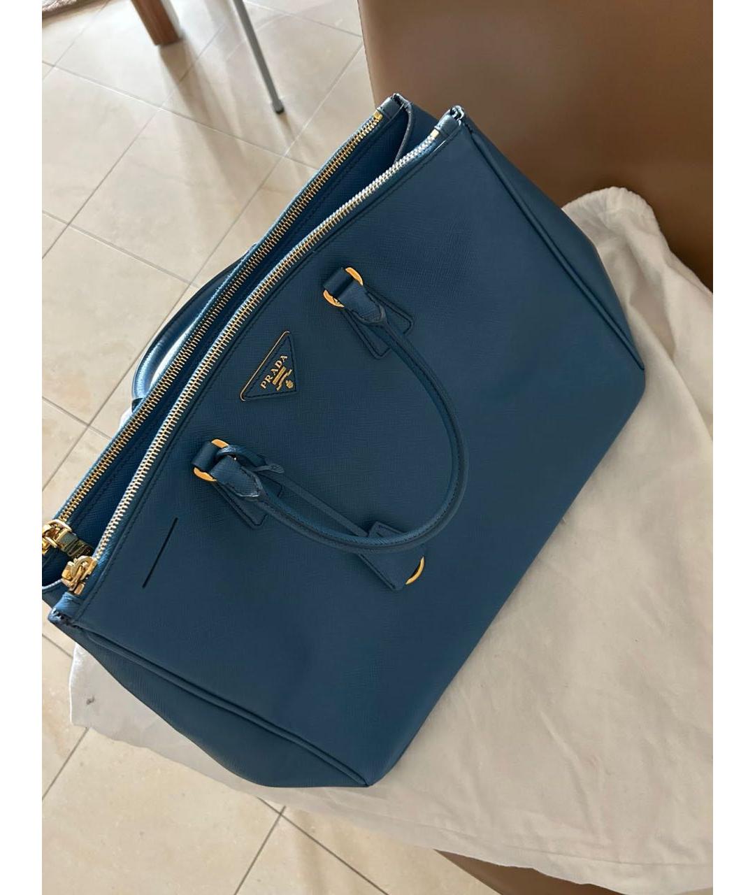 PRADA Голубая кожаная сумка тоут, фото 2