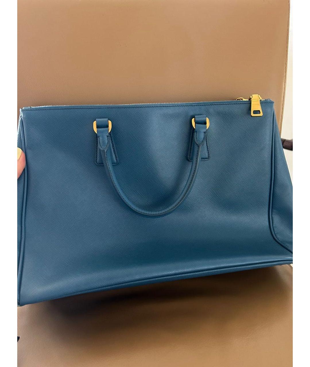 PRADA Голубая кожаная сумка тоут, фото 3