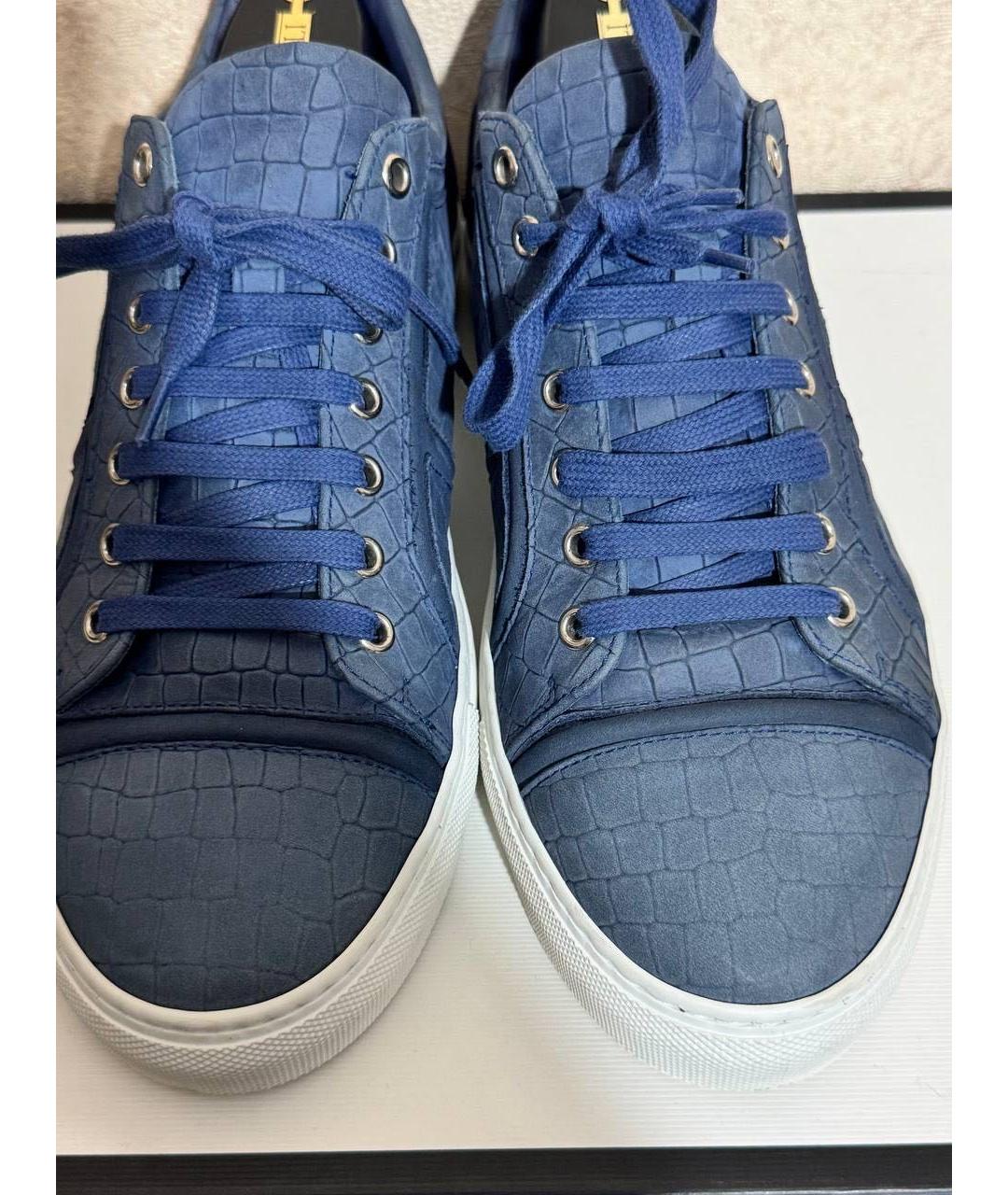 BILLIONAIRE Синие кожаные низкие кроссовки / кеды, фото 3