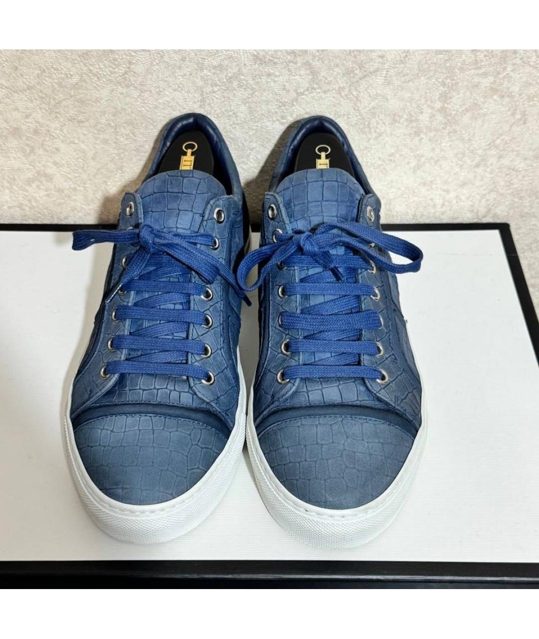 BILLIONAIRE Синие кожаные низкие кроссовки / кеды, фото 2