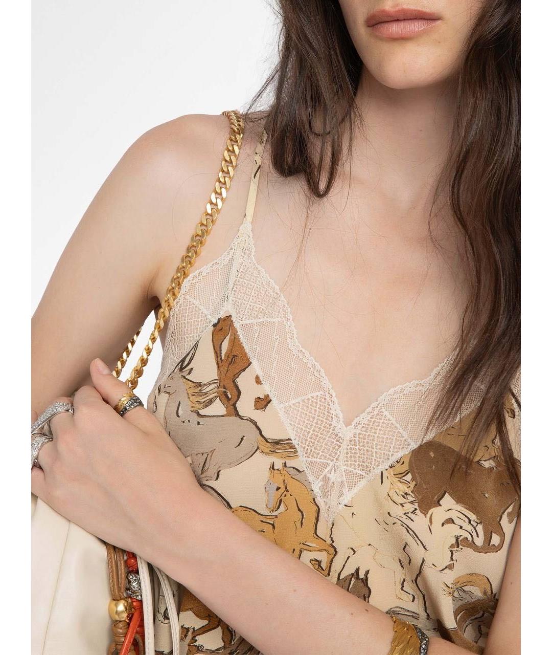 ZADIG & VOLTAIRE Бежевая шелковая майка, фото 4