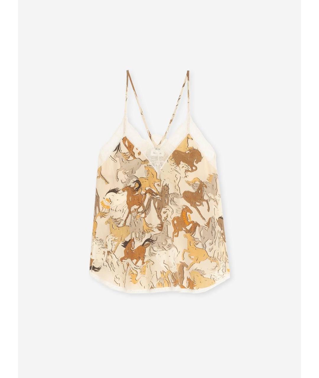 ZADIG & VOLTAIRE Бежевая шелковая майка, фото 5