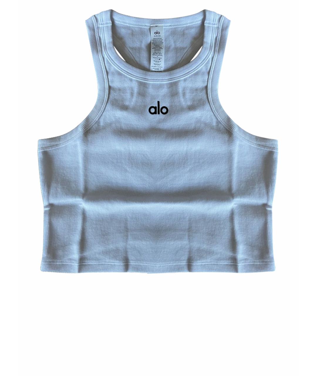 ALO YOGA Белая хлопко-эластановая майка, фото 1