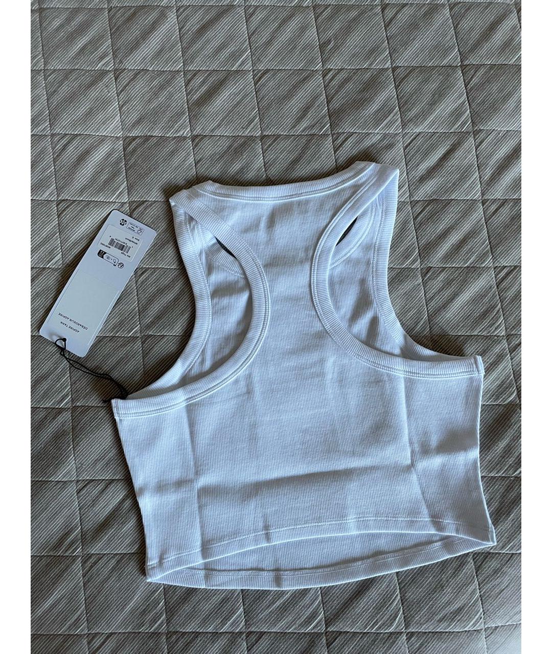 ALO YOGA Белая хлопко-эластановая майка, фото 2