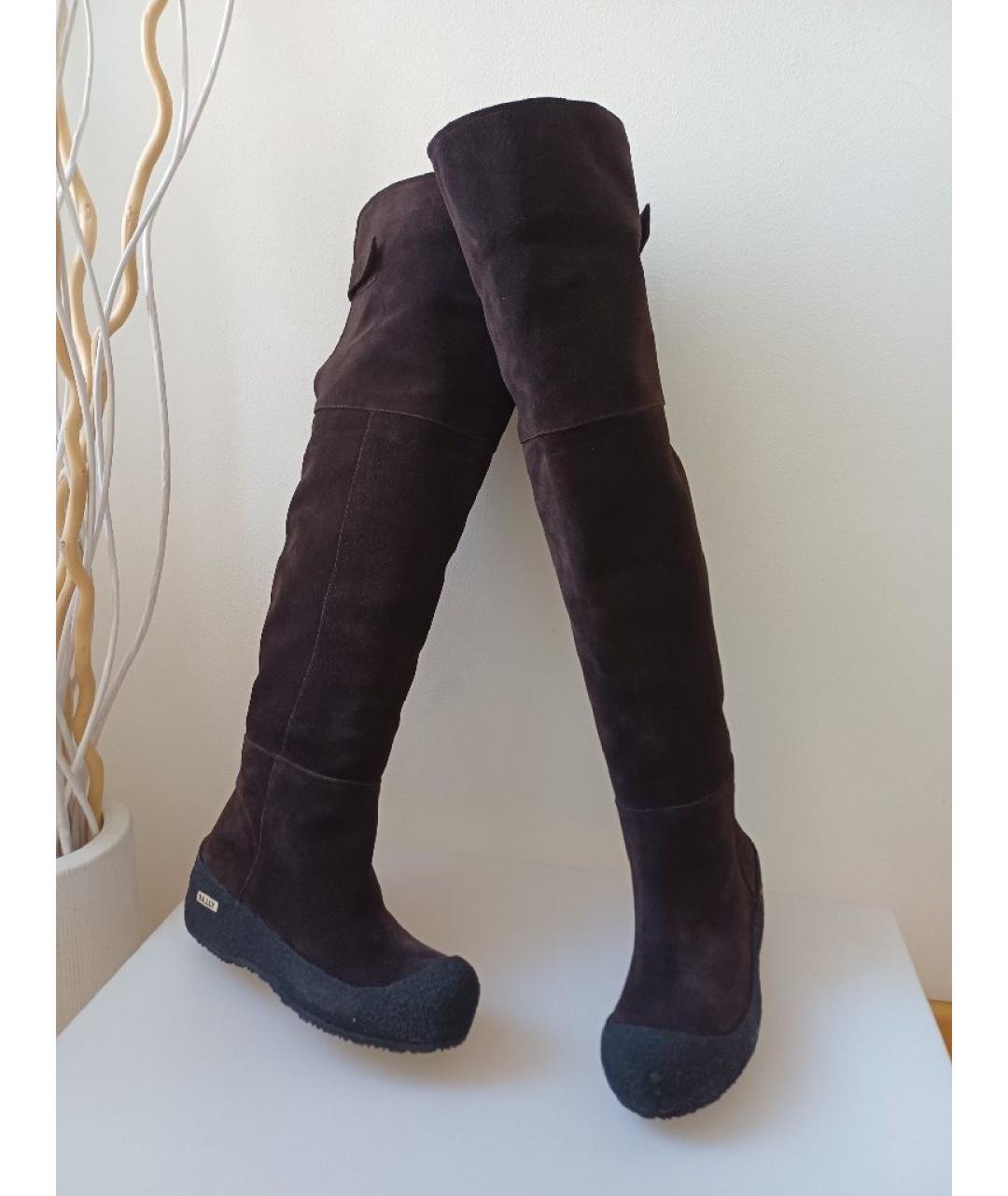 BALLY Коричневые замшевые ботфорты, фото 5