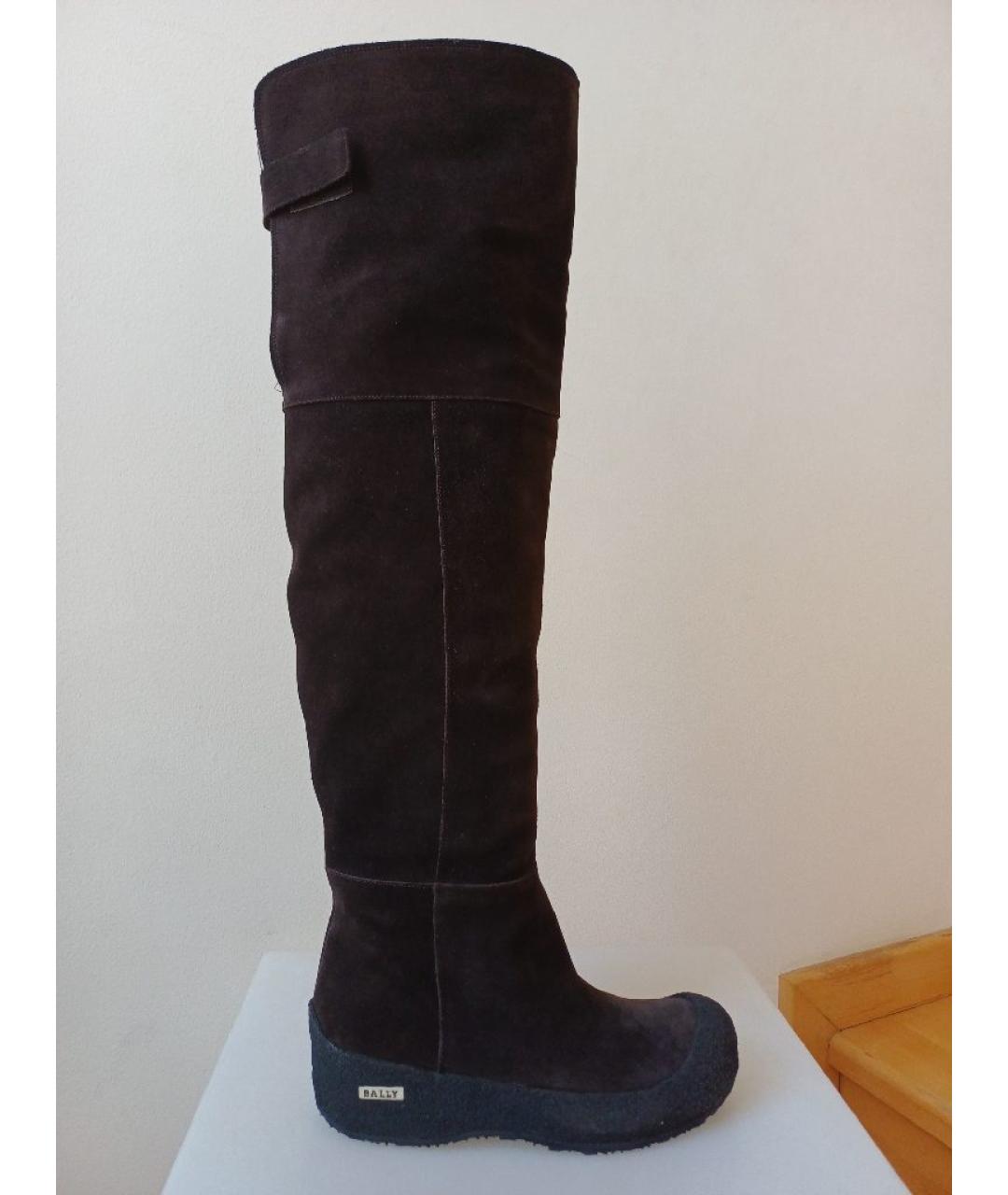 BALLY Коричневые замшевые ботфорты, фото 9