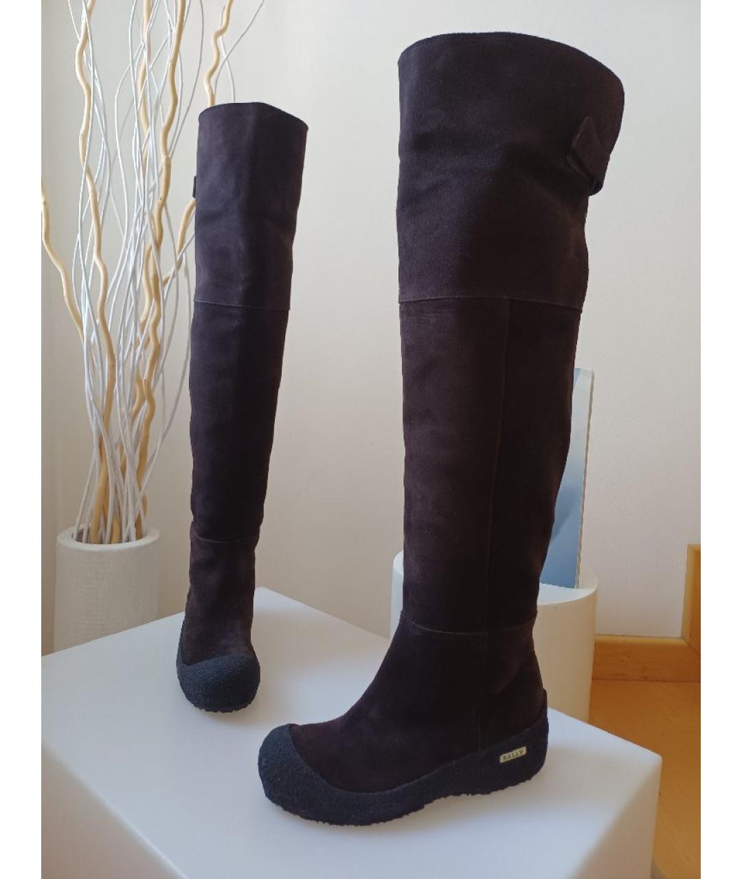 BALLY Коричневые замшевые ботфорты, фото 3