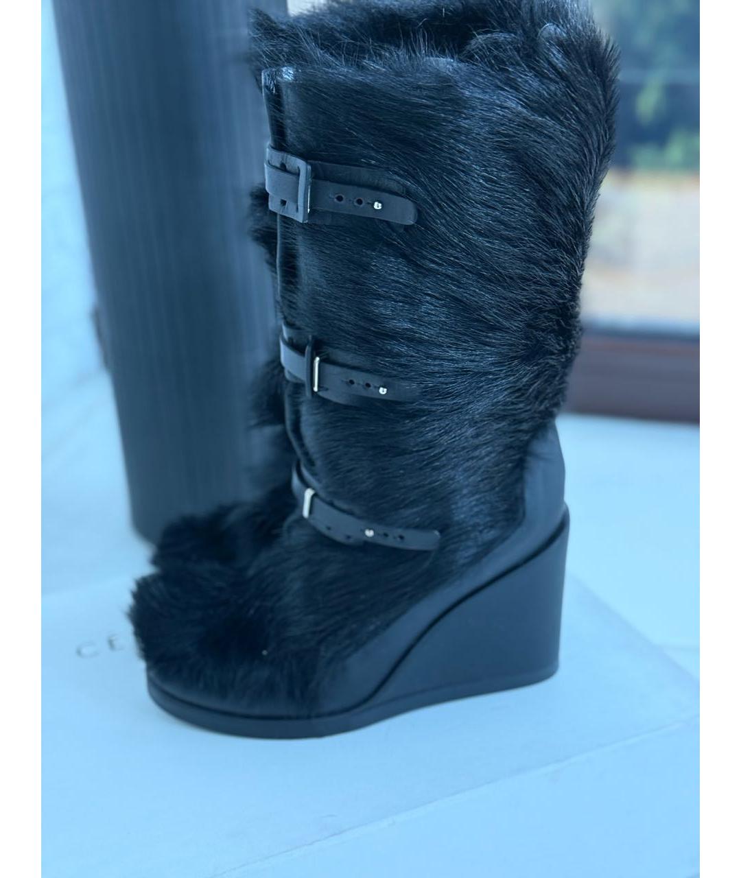 CELINE Черные кожаные сапоги, фото 5