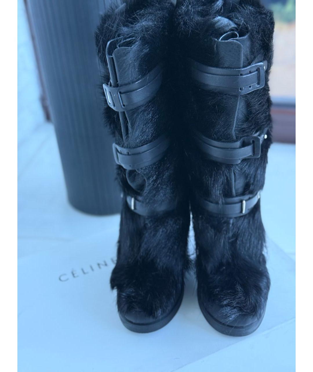 CELINE Черные кожаные сапоги, фото 2