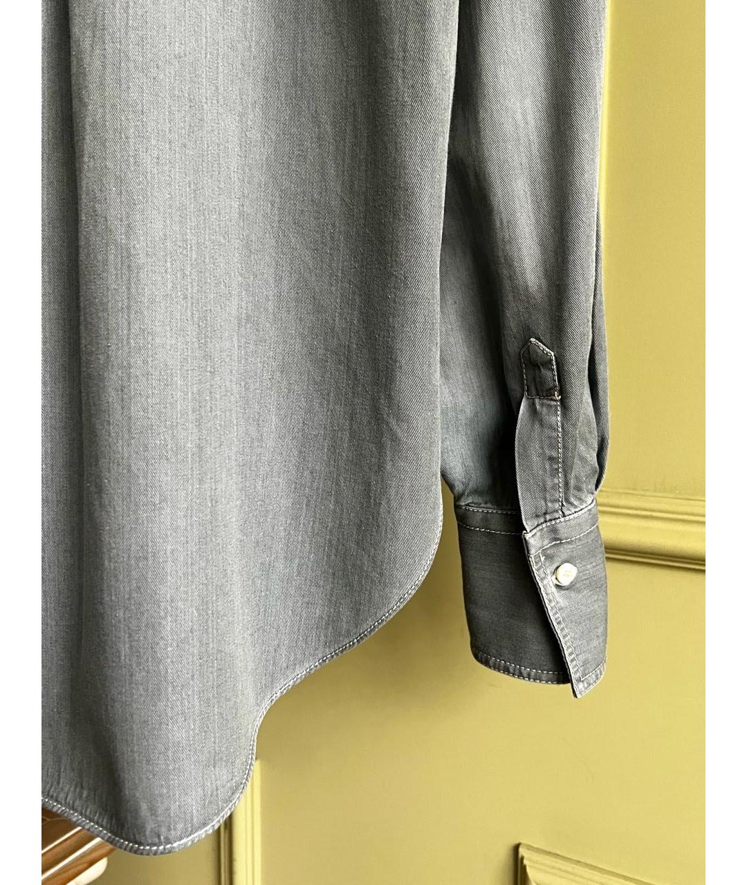 BRUNELLO CUCINELLI Серая деним рубашка, фото 5