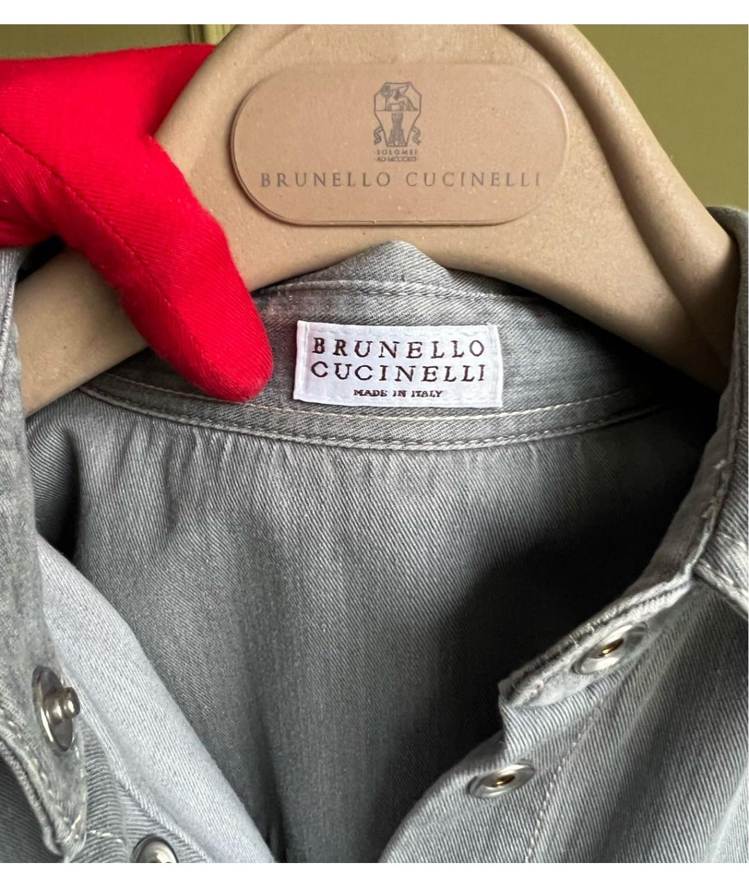 BRUNELLO CUCINELLI Серая деним рубашка, фото 6