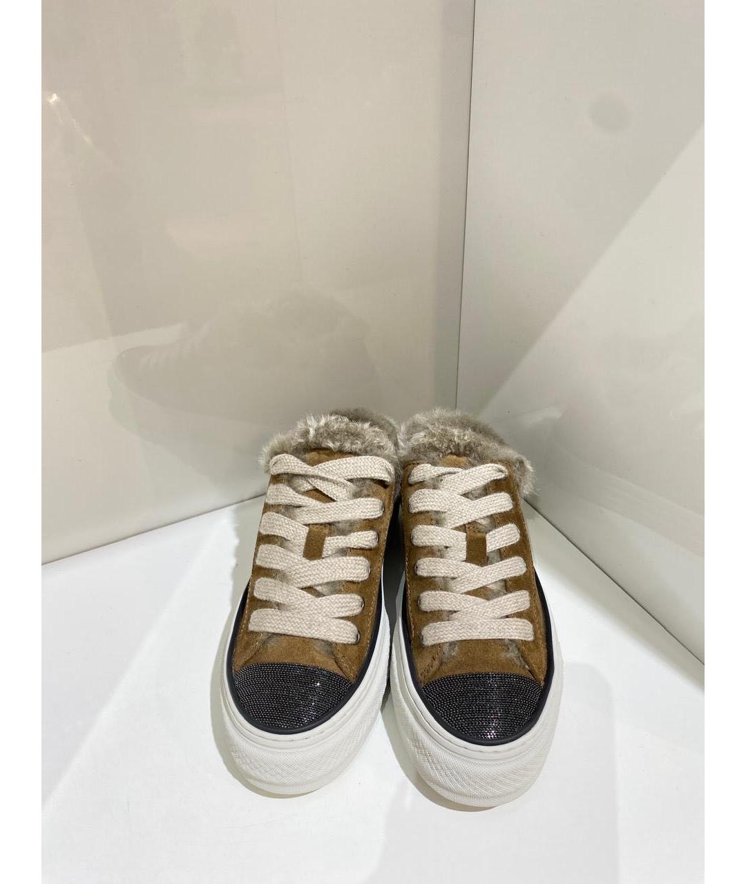 BRUNELLO CUCINELLI Коричневые замшевые кеды, фото 3