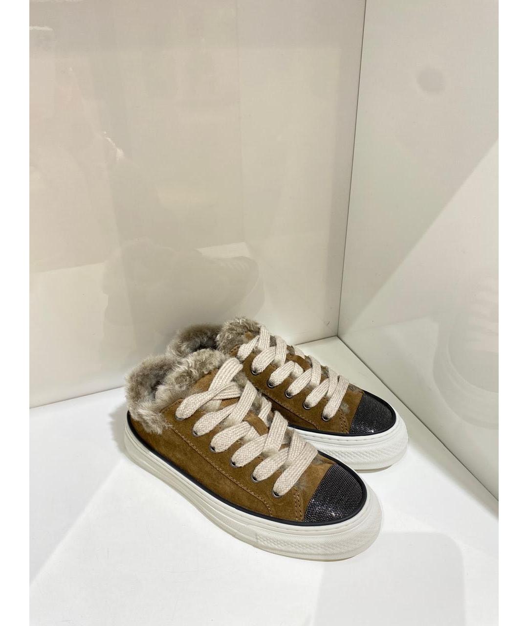 BRUNELLO CUCINELLI Коричневые замшевые кеды, фото 2