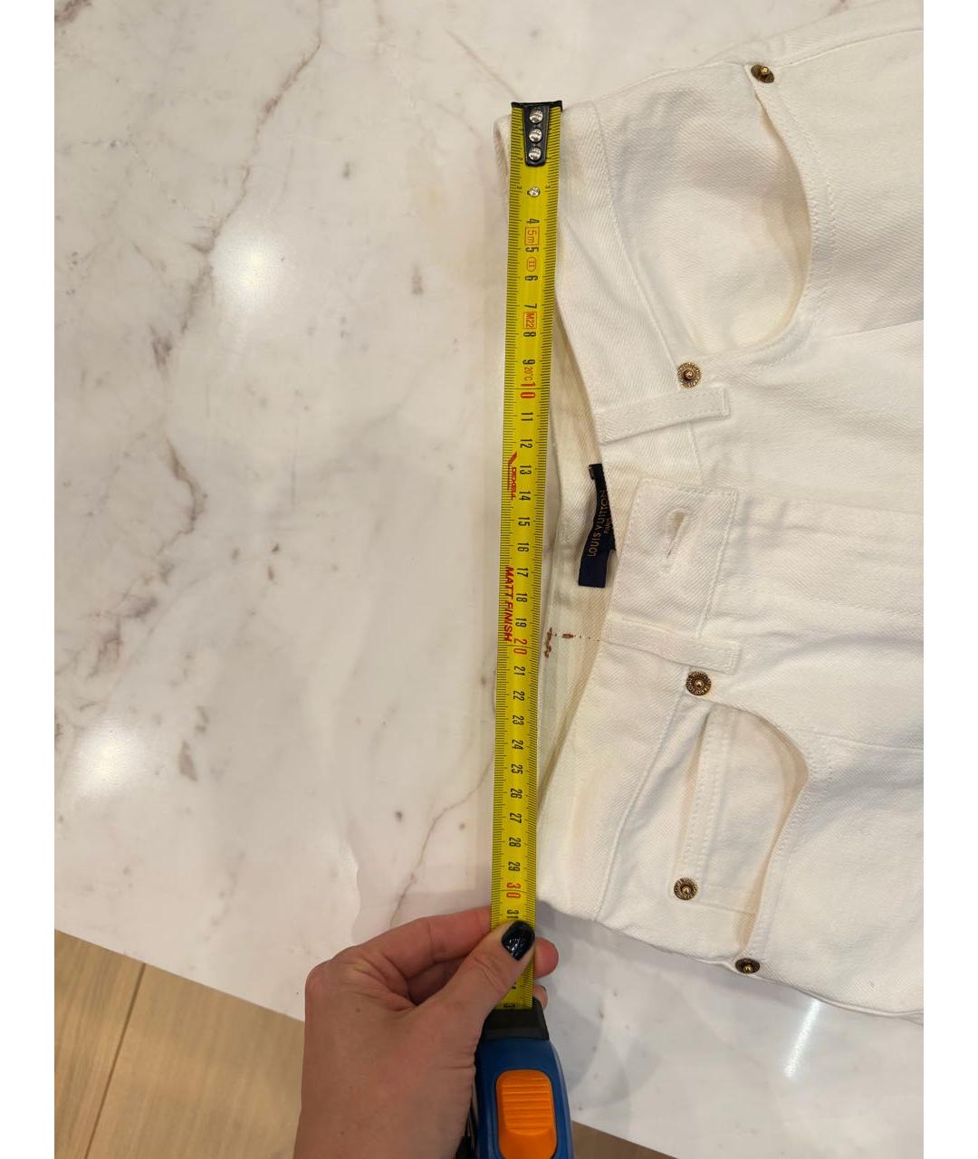 LOUIS VUITTON Белые хлопко-эластановые прямые джинсы, фото 5