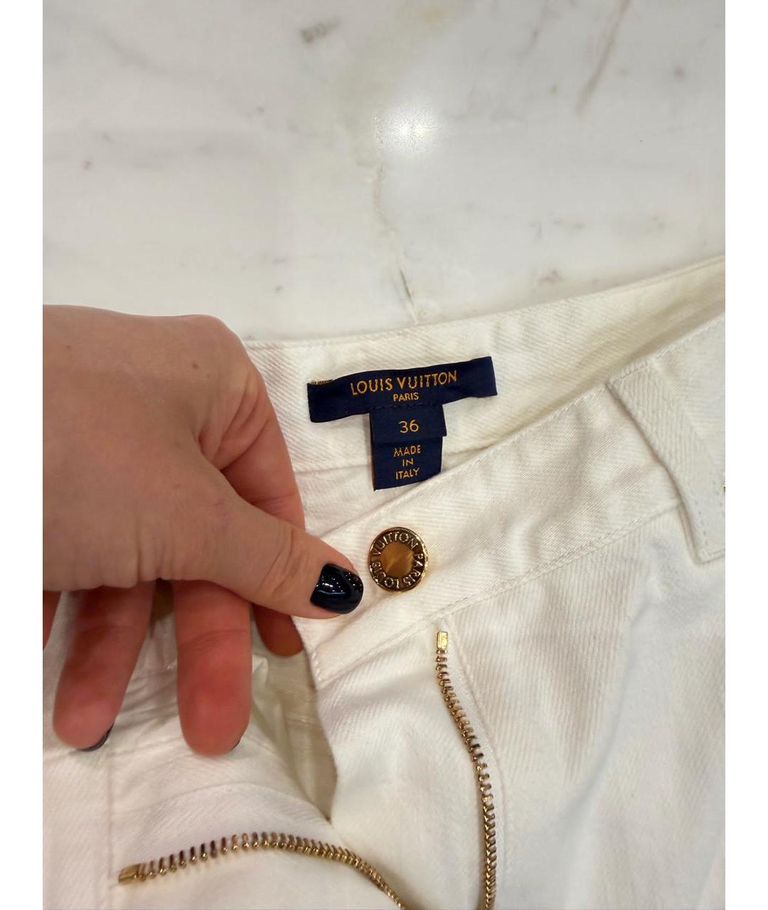 LOUIS VUITTON Белые хлопко-эластановые прямые джинсы, фото 3