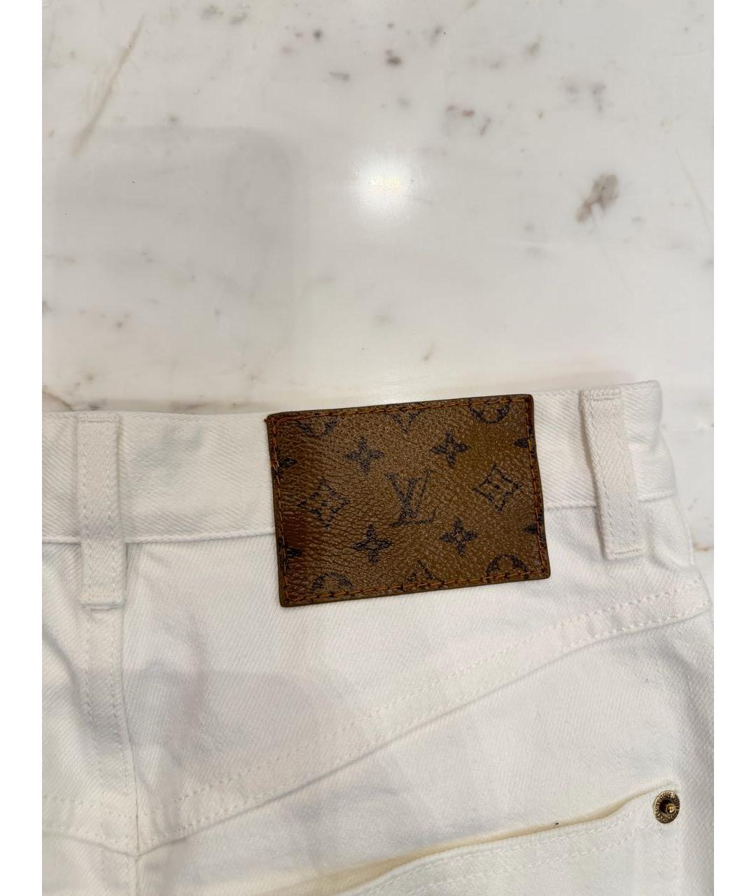 LOUIS VUITTON Белые хлопко-эластановые прямые джинсы, фото 4