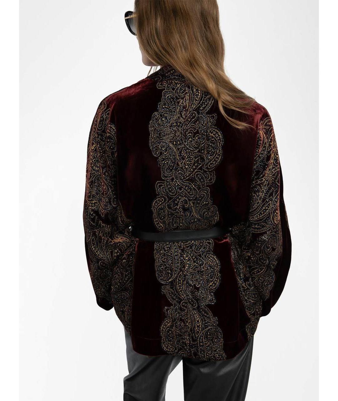 ZADIG & VOLTAIRE Бордовый бархатный кардиган, фото 3