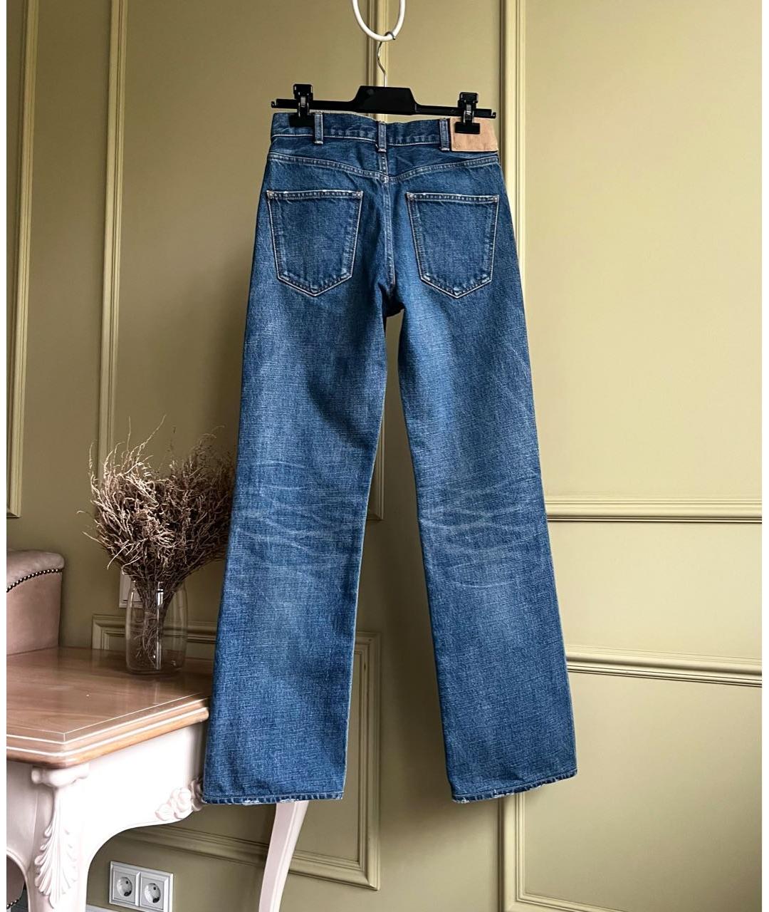 CELINE Синие хлопковые прямые джинсы, фото 5