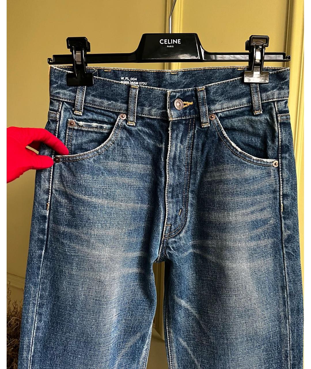CELINE Синие хлопковые прямые джинсы, фото 2