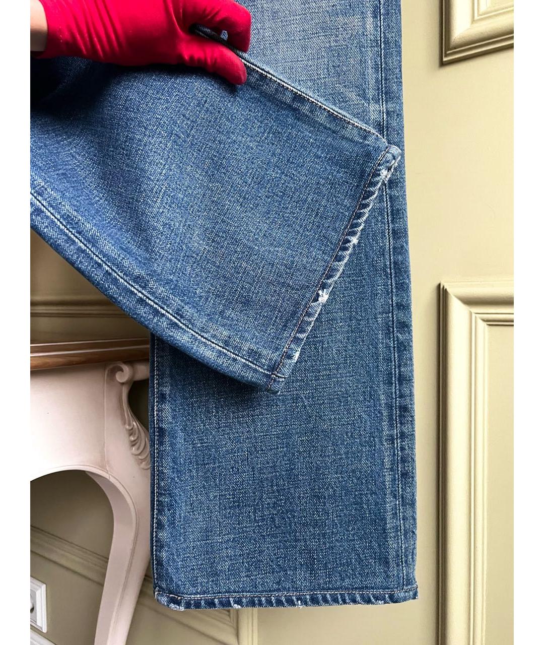CELINE Синие хлопковые прямые джинсы, фото 4