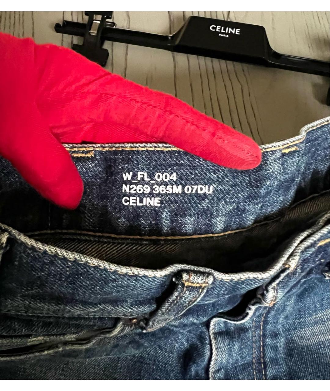 CELINE Синие хлопковые прямые джинсы, фото 6