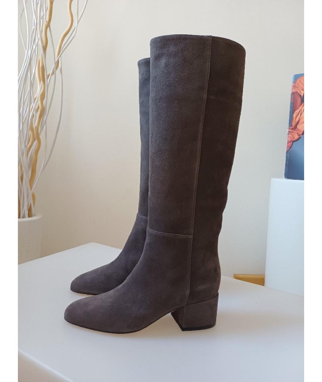 SERGIO ROSSI Серые замшевые сапоги, фото 2