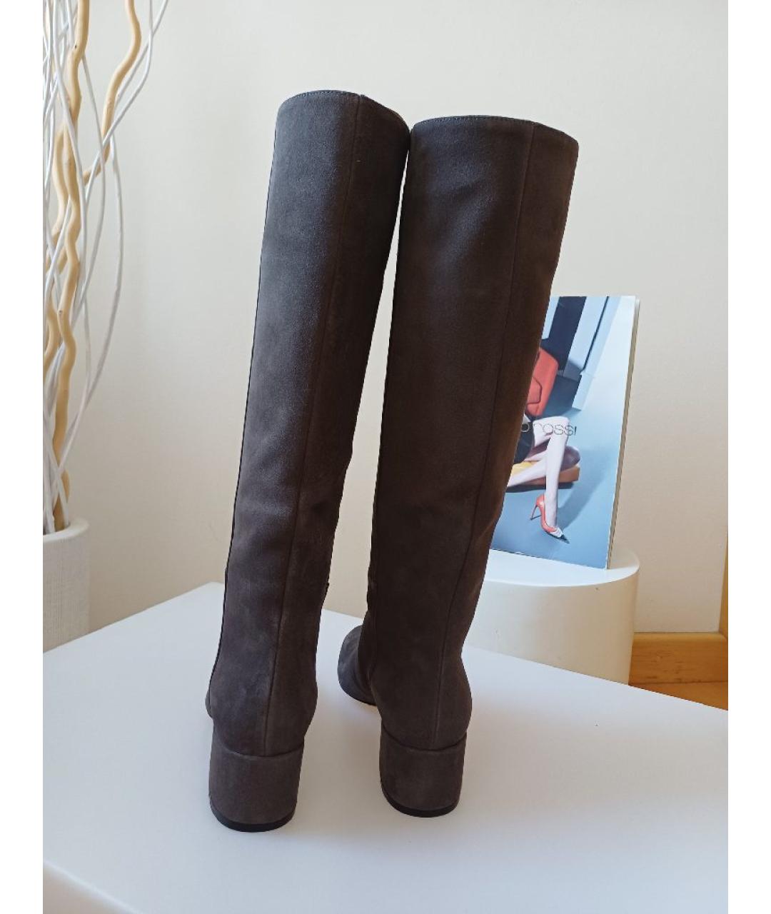 SERGIO ROSSI Серые замшевые сапоги, фото 6